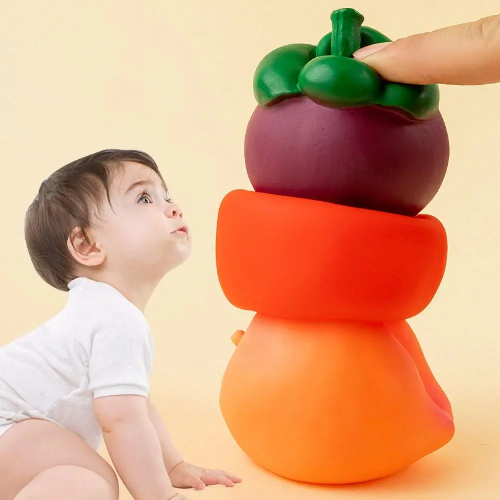 Vinyl Simulated Fruit Pinching Toys Kneading Elastic Vegetable Baby Bath Toys Cartoon Sound Fruit Play Water Bath Toy