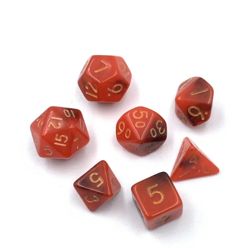 7Pcs/set Mini Board Game Dice DND Plastic Dice Glow Duo Color Multi Sided Color Set