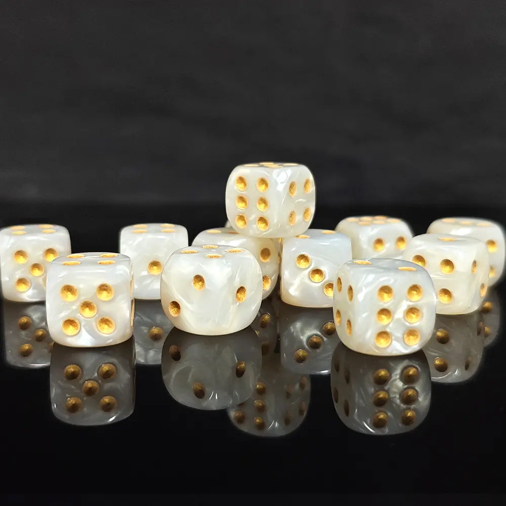 12Pcs/set 12mm Pearl D6 Multi-Color Dot Dice for Club Bar Cheese Games Portable Toys DND RPG TRPG Party Board Games Accessories
