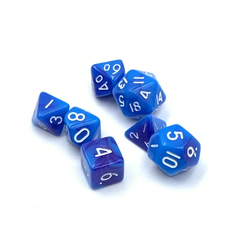 7Pcs/set Mini Board Game Dice DND Plastic Dice Glow Duo Color Multi Sided Color Set