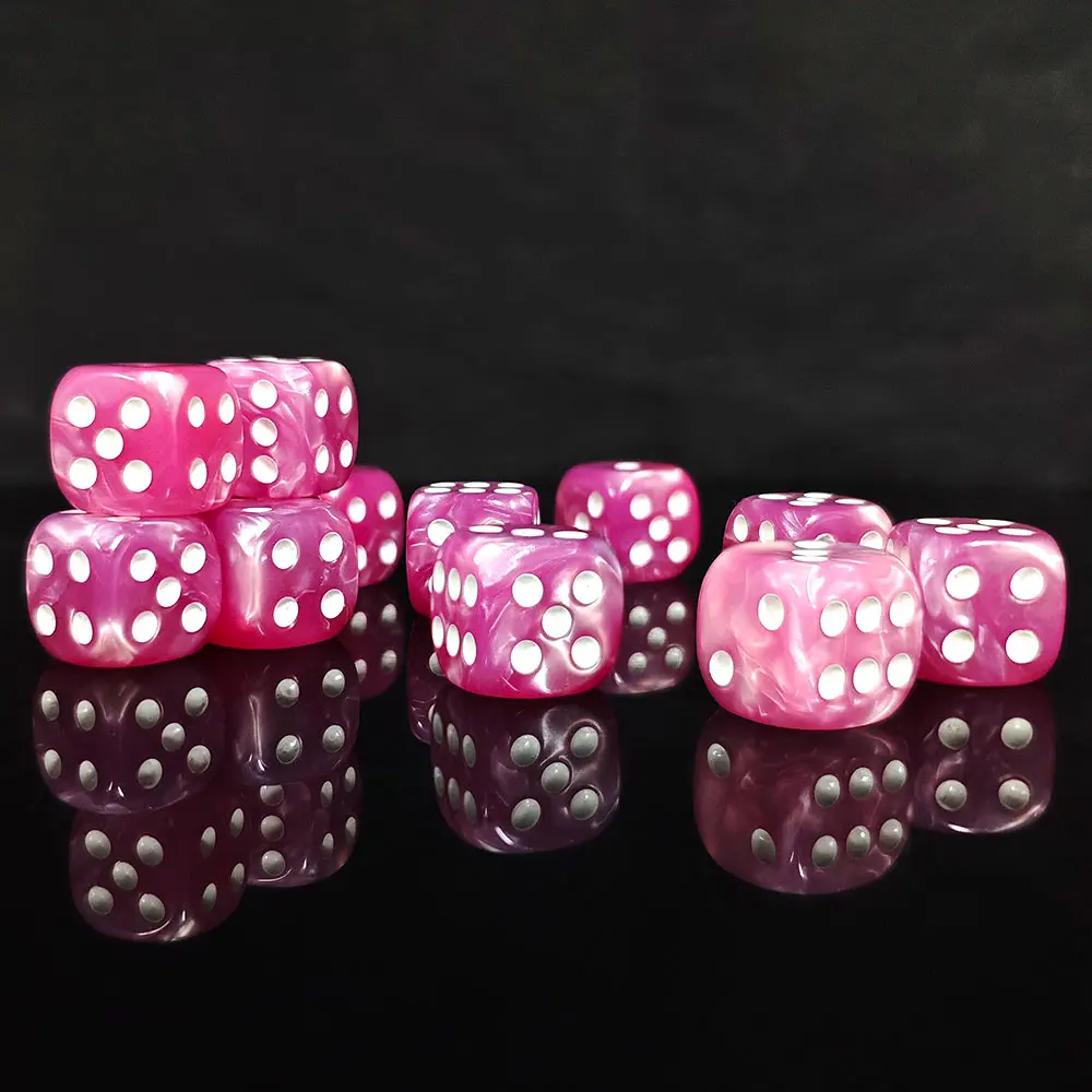 12Pcs/set 12mm Pearl D6 Multi-Color Dot Dice for Club Bar Cheese Games Portable Toys DND RPG TRPG Party Board Games Accessories