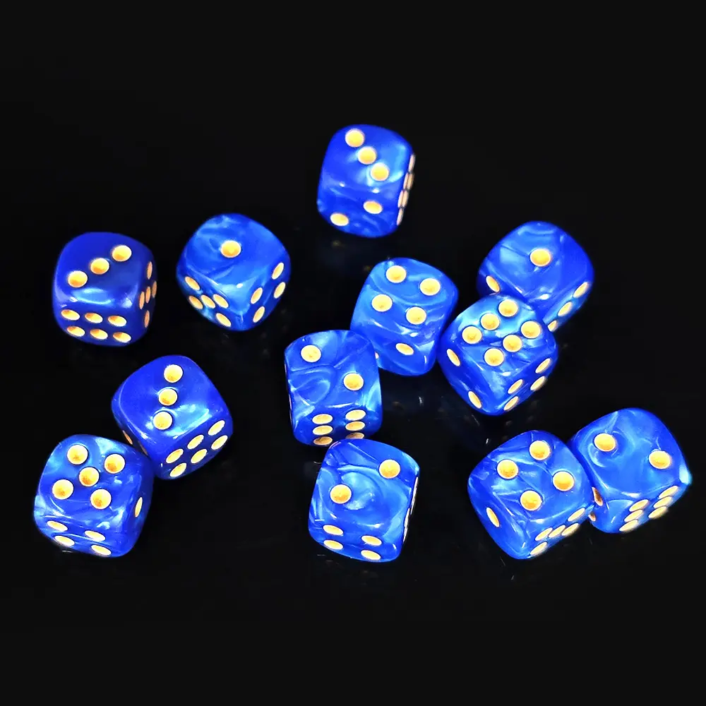 12Pcs/set 12mm Pearl D6 Multi-Color Dot Dice for Club Bar Cheese Games Portable Toys DND RPG TRPG Party Board Games Accessories