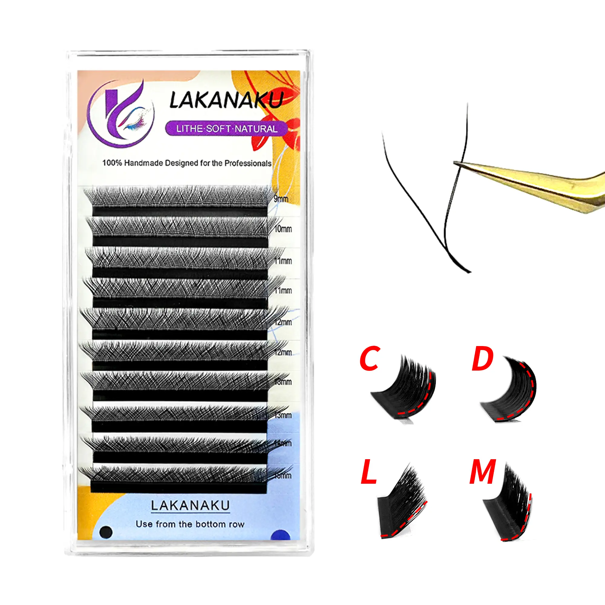 LAKANAKU 5D W L M Curl Lashes Cilia and Brazilian Volume 6D W Sharp Volume Supplies Makeup Wholesale