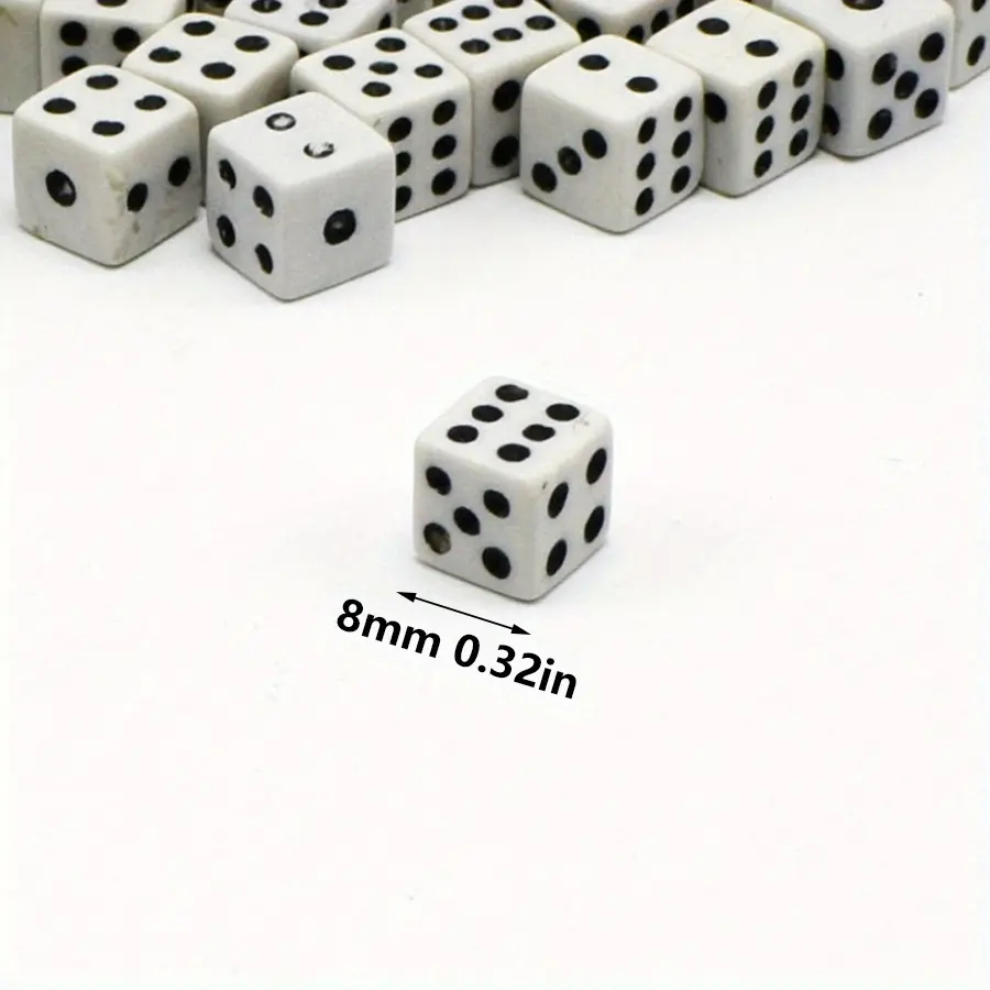 300pcs 8mm White Mini Dice Square Angle Point Dice Party Game Accessories Point Game Props RPG D&D Board Games Great JXB