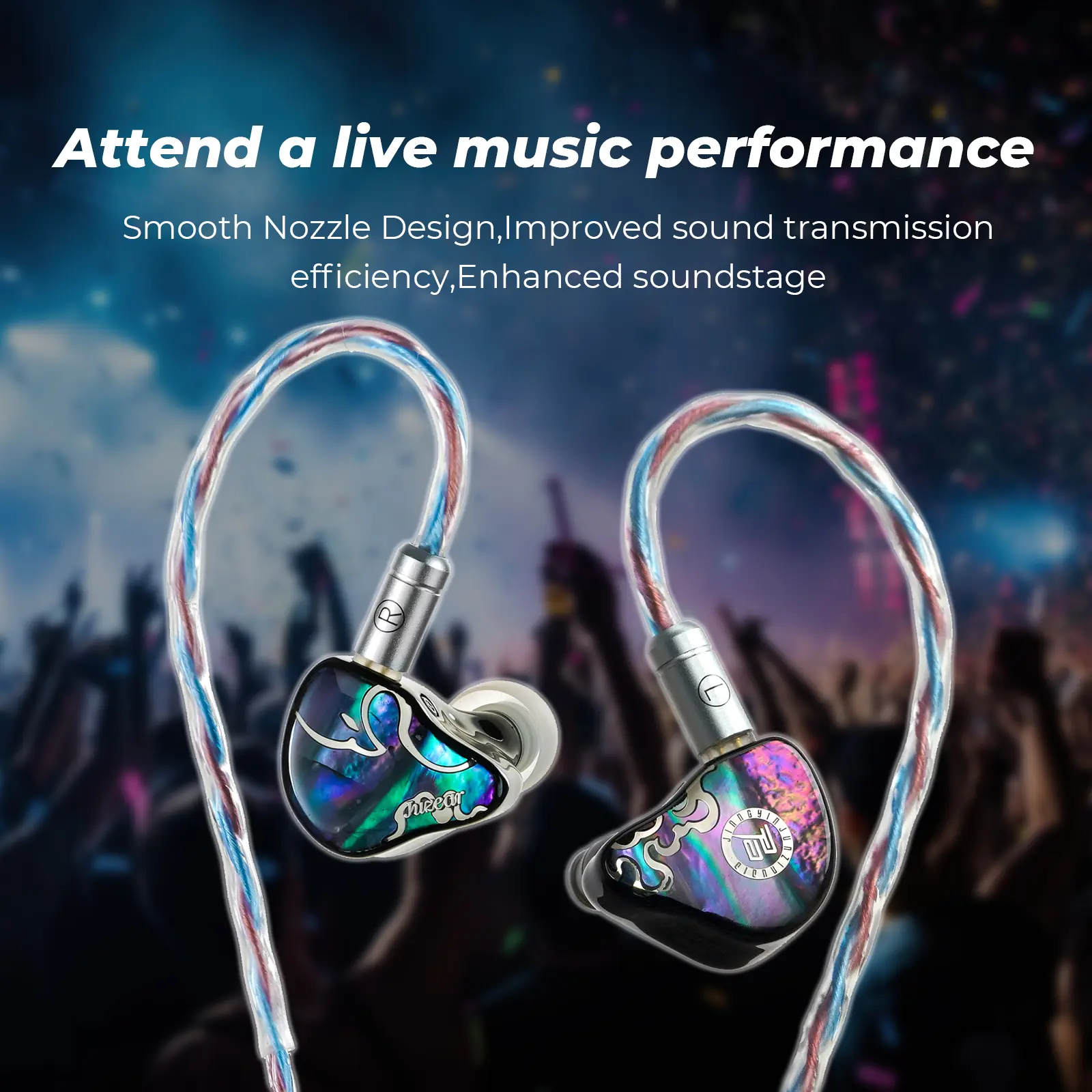 JUZEAR x Z Reviews Defiant 1DD+3BA Hybrid In-ear Earphones 3-Way Crossover HiFi Headset with 3.5+4.4mm Replaceable Plugs Cable