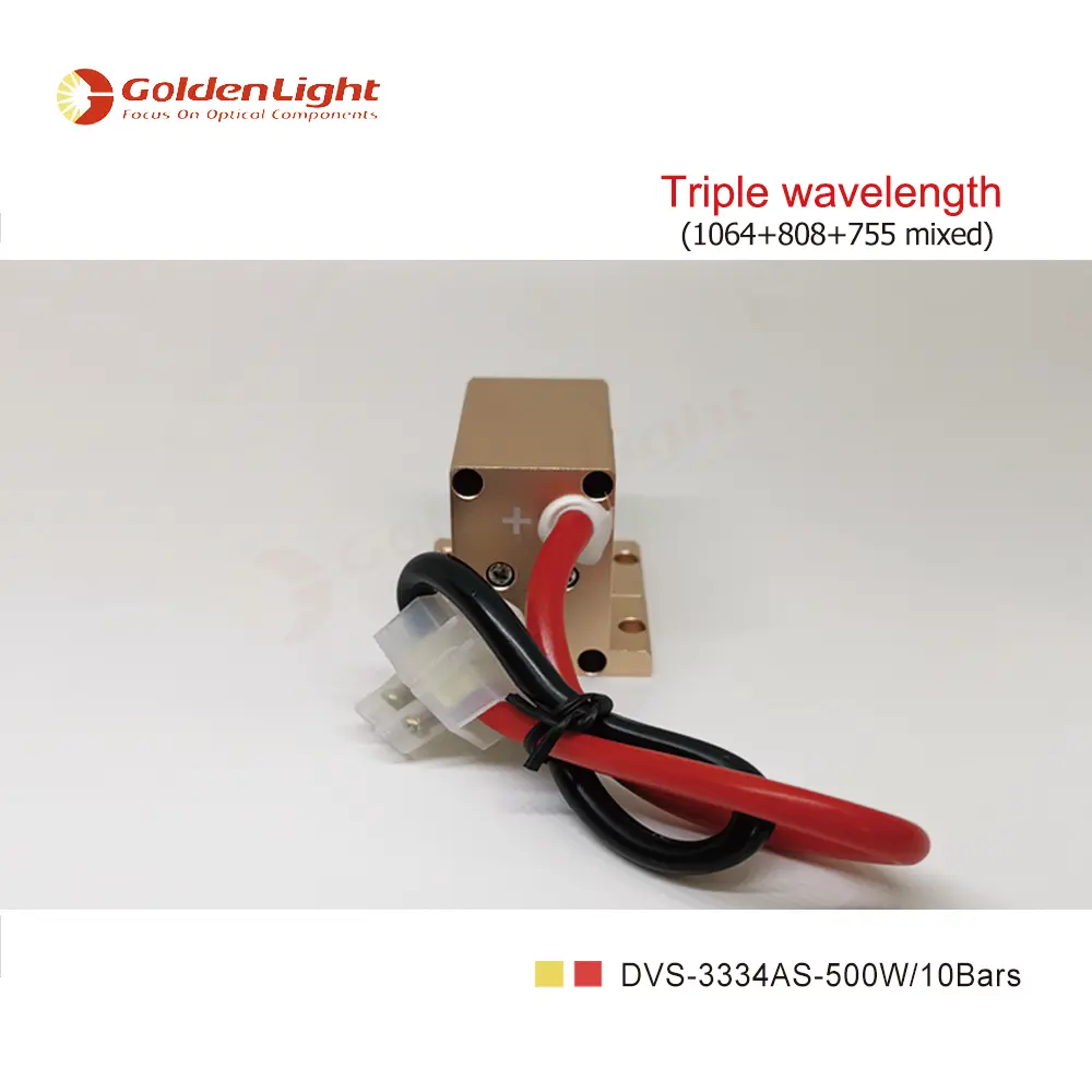 500W : DVS-3334AS Diode Laser Stack-Triple Wavelength (1064nm+755nm+808nm) Mixed Assemble / Per Bar Power 50W / Total Power 500W