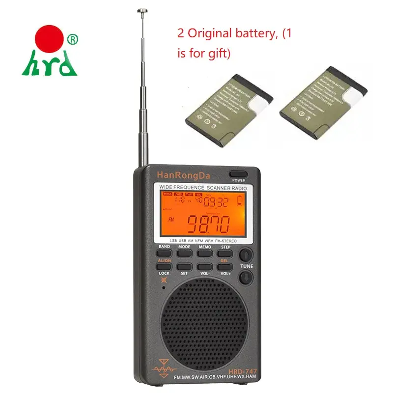 HRD-747 Mini Digital Portable SSB Shortwave Radio FM/LSB/AIR/CB/VHF/UHF Full Band NOAA Alert Digital Radio Receiver Alarm