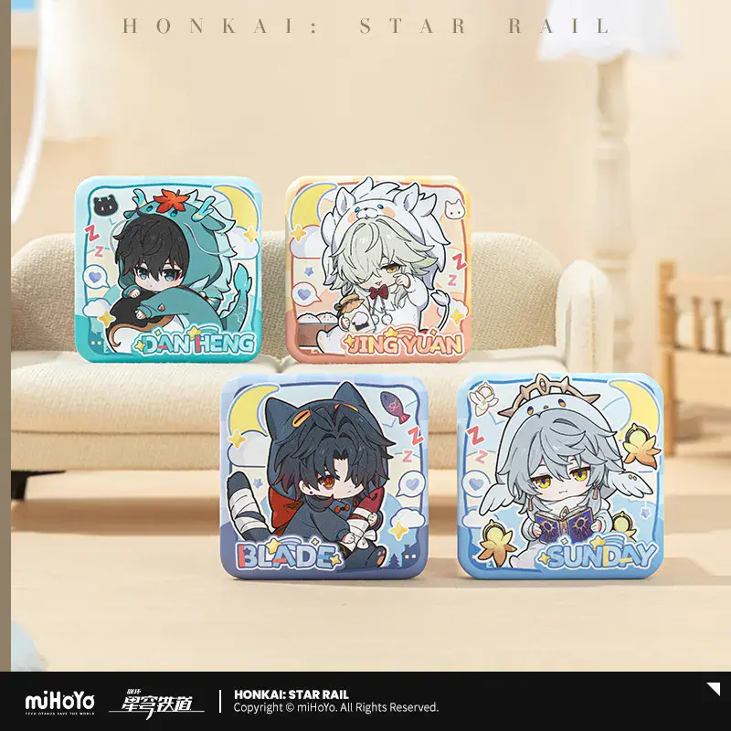 miHoYo Game Official Honkai Star Rail Male Dormitory Serie Q-version Square Badge Sunday Blade DanHeng Brooch Cosplay Xmas Gifts