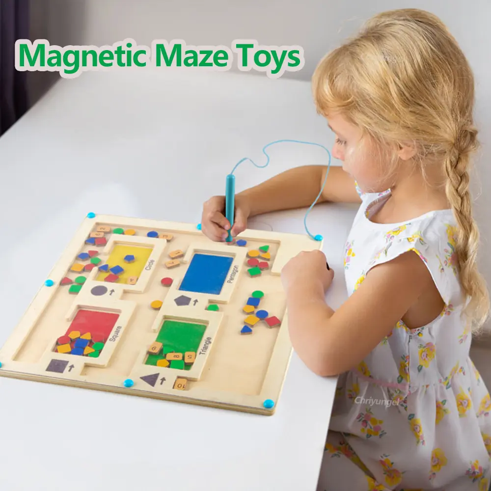 Wooden Magnetic Maze Toys for Kid Magnet Sorting Board Magnetic Color Number And Shape maze Boards Montessori Educational Toys