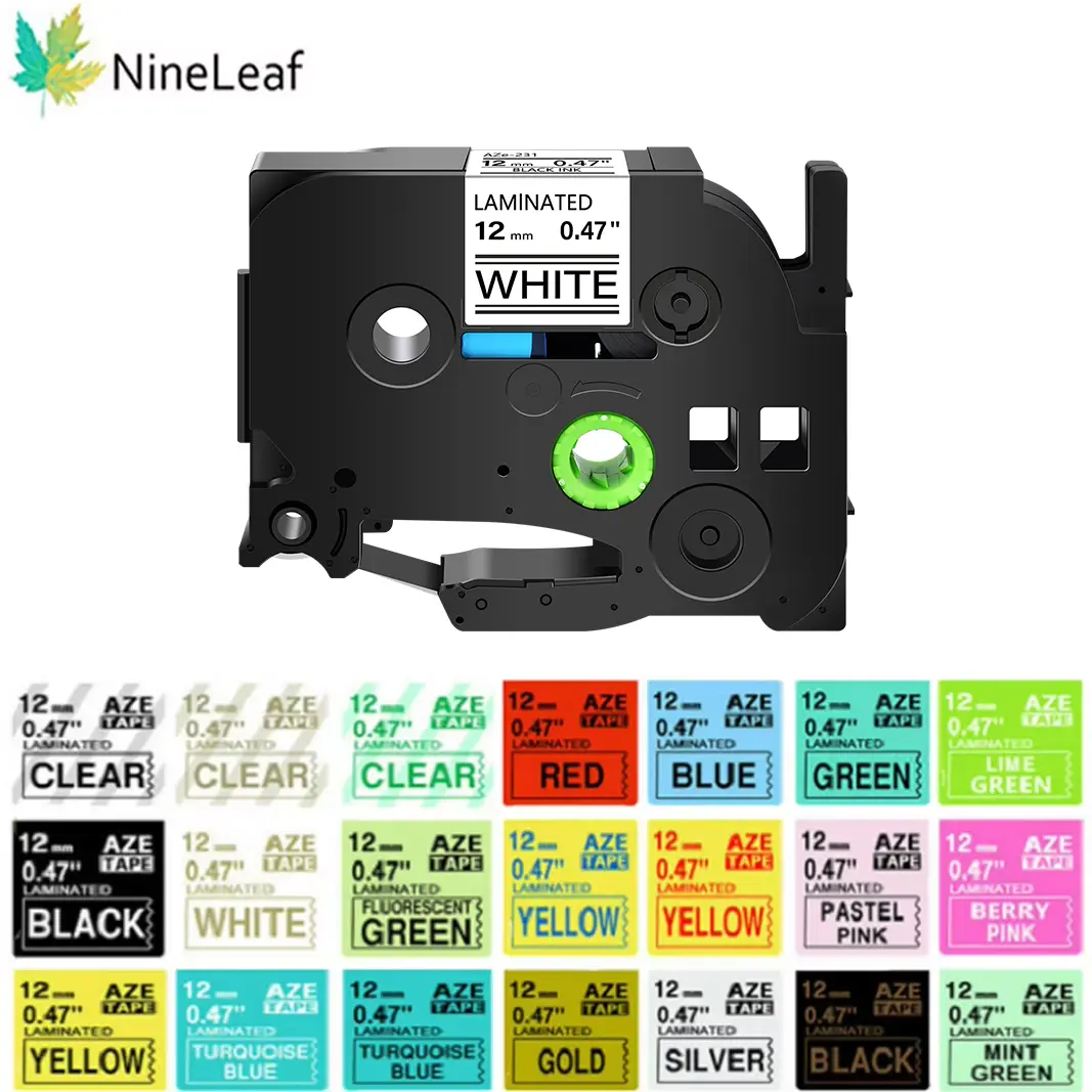 NineLeaf 6/9/12/18/24mm 231 Label Tape Compatible for Brother P-Touch Label Printer for TZ 131 231 431 531 631 731 Ribbons