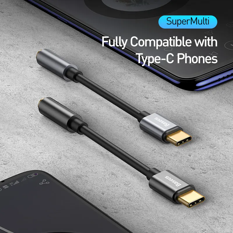 Baseus Type C to 3.5mm Aux Adapter Earphone USB C Cable Headphones Adapter 3.5 Jack Audio cable For Huawei P20 Xiaomi Mi 10