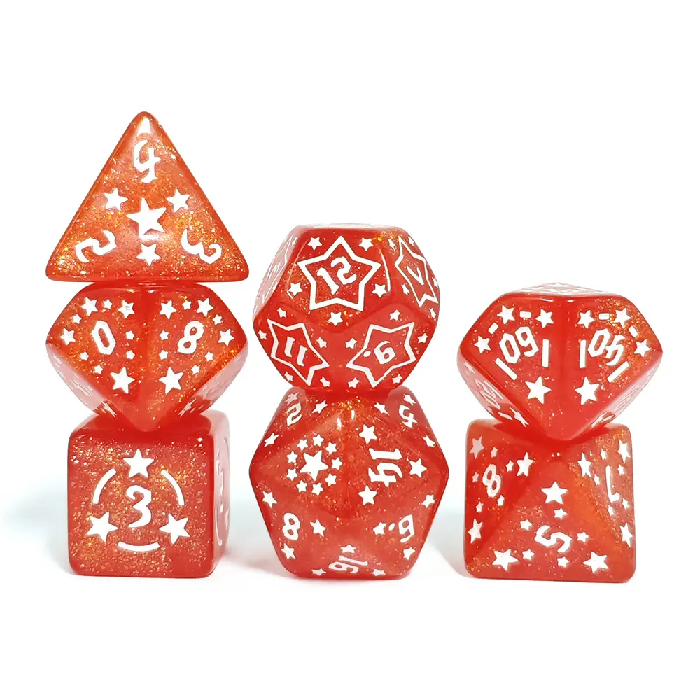 7-Piece Set of Star Dice And Plastic Bag Packaging Set Acrylic Material Polygonal Dice Suitable for Entertainment Tabletop Games