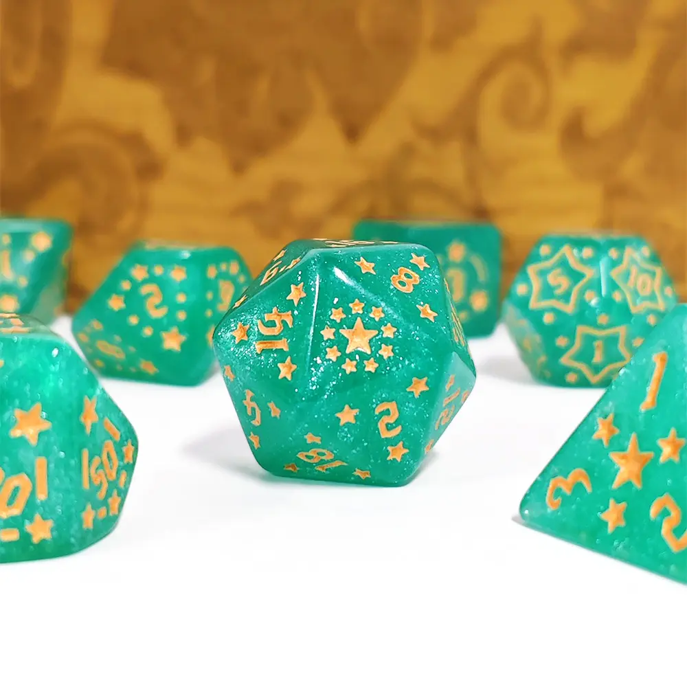 7-Piece Set of Star Dice And Plastic Bag Packaging Set Acrylic Material Polygonal Dice Suitable for Entertainment Tabletop Games