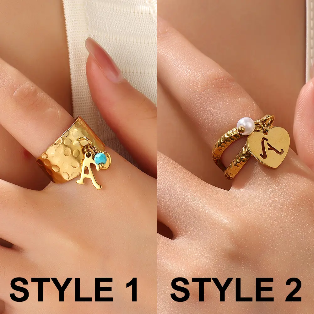 2PCS PVD Stainless Steel Open Hammer Texture Wide Ring Settings Blank Crossed Rings Base For Jewelry Making DIY Finger Ring Loop