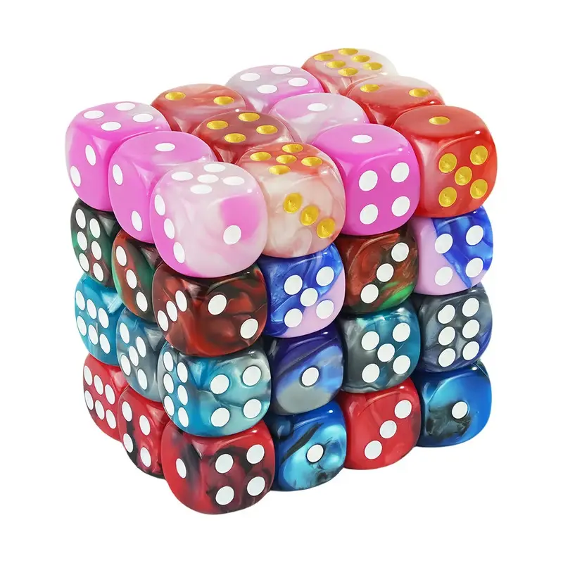 12mm D6 Acrylic Dices Mini 6-sided Two Color Cube Round Corner Game Dice for Club Party DND RPG Board Game Bar Table Accessories