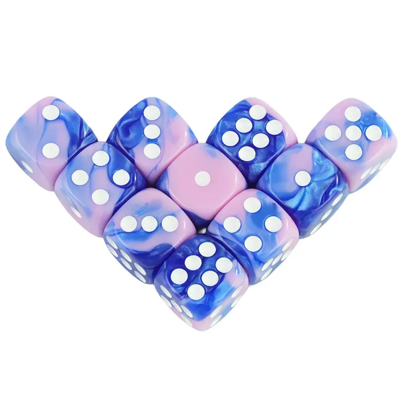 12mm D6 Acrylic Dices Mini 6-sided Two Color Cube Round Corner Game Dice for Club Party DND RPG Board Game Bar Table Accessories