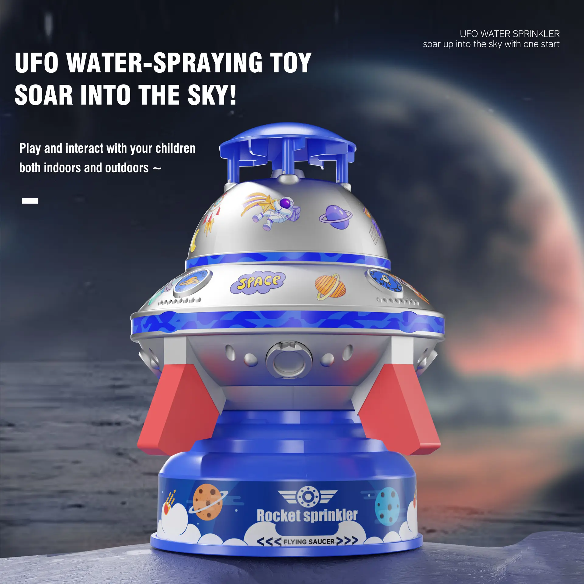 UFO Water Sprinkler for Kids Flying Saucer Spraying Children's Bath Water Toy Outdoor Pool Play Birthday Gift for Boys Girls