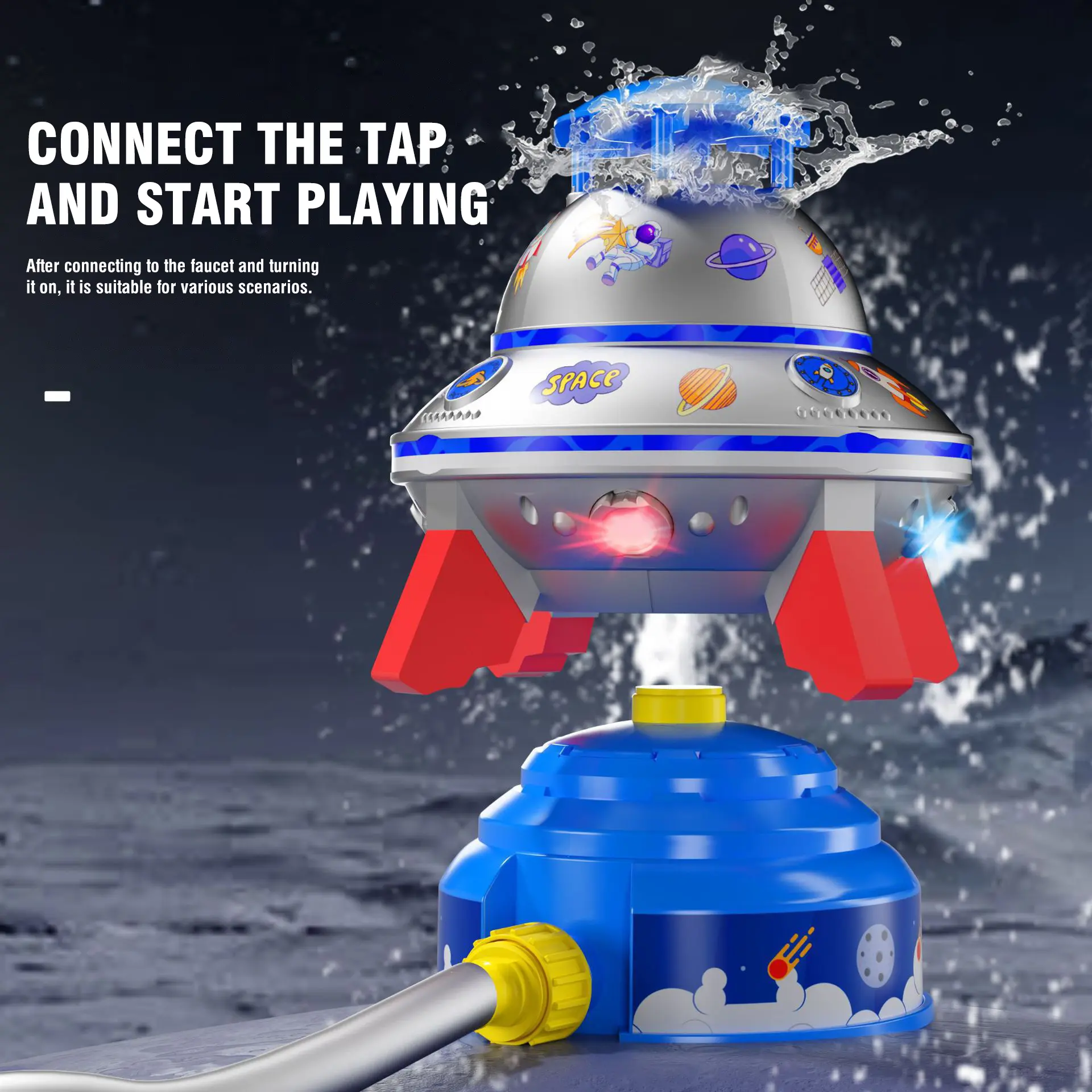 UFO Water Sprinkler for Kids Flying Saucer Spraying Children's Bath Water Toy Outdoor Pool Play Birthday Gift for Boys Girls
