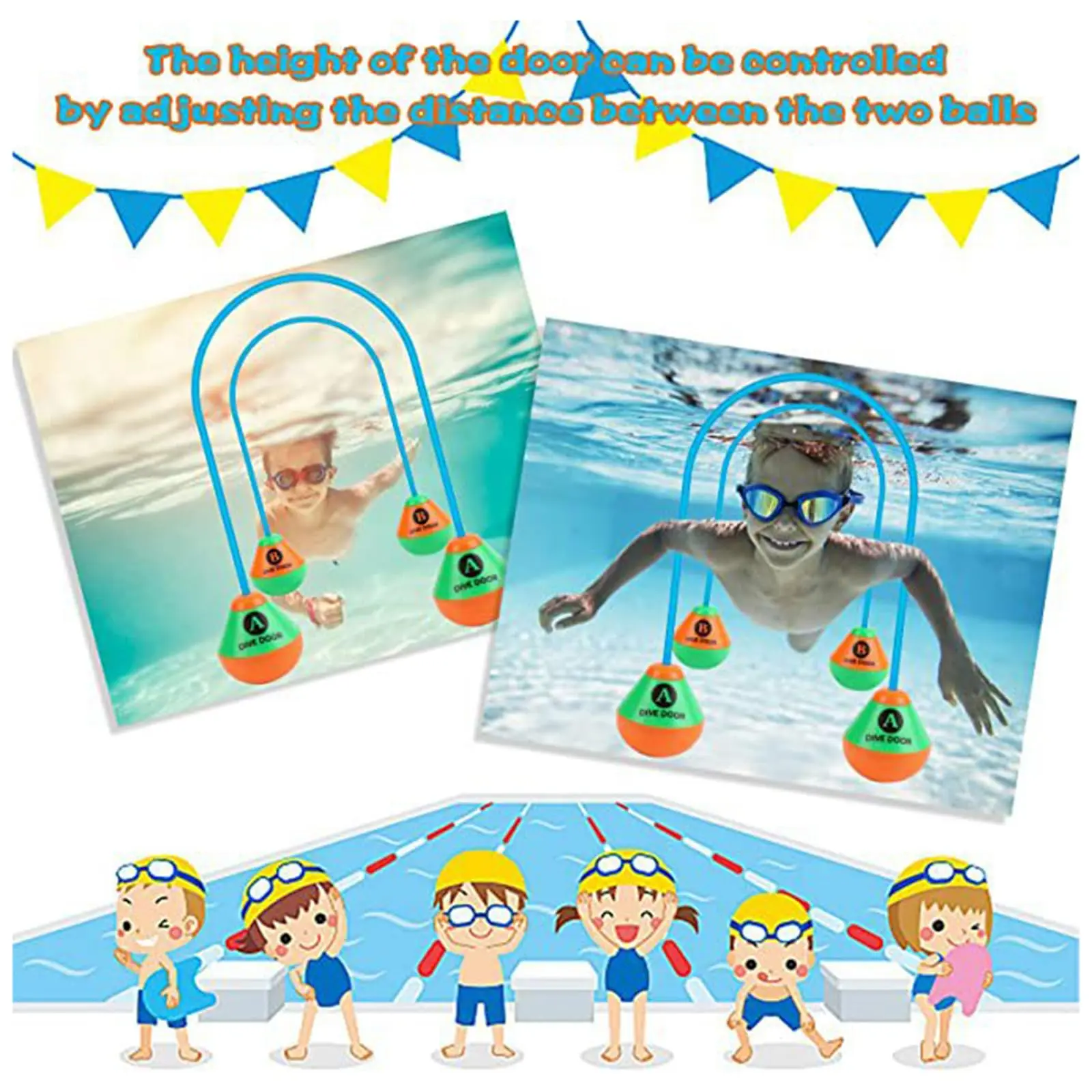 2 Pcs Swim Toy Dive Swim Thru Door Pool Underwater Toy Reusable Through Door Diving Funny Swimming Games for Adults Kids