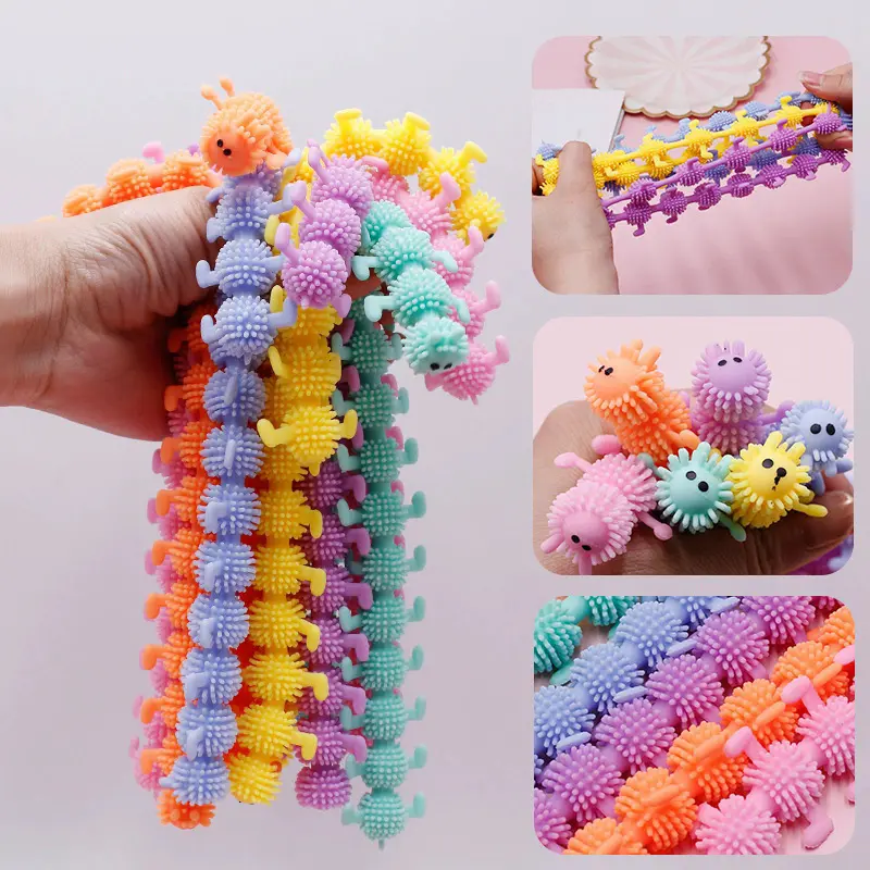 1-6PCS Funny Unicorn Pull Worm Noodle Fidget Toys Stretch String TPR Rope Anti Stress Toys String Stress Relief Autism Vent Toy