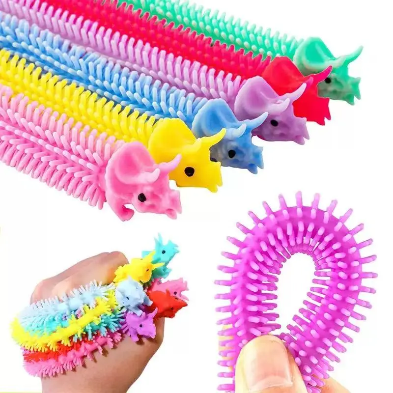 1-6PCS Funny Unicorn Pull Worm Noodle Fidget Toys Stretch String TPR Rope Anti Stress Toys String Stress Relief Autism Vent Toy
