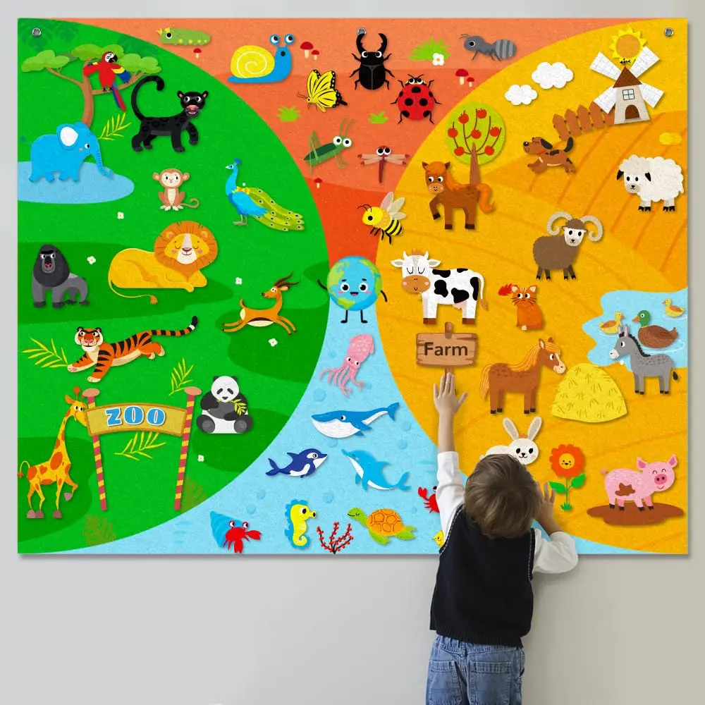 My Daily Calendar,Farm,Transportation Felt Story Board For Toddlers,Preschool Education Storytelling Montessori Toys for Kids