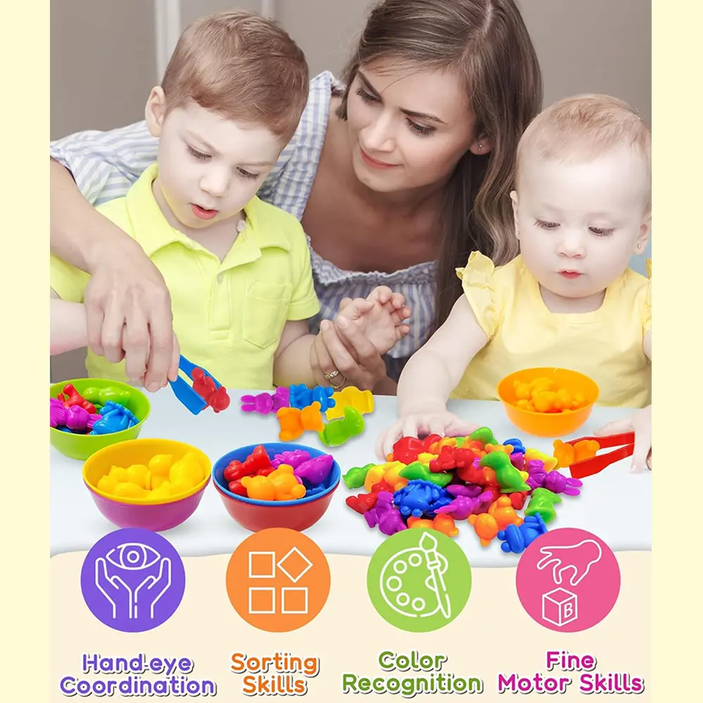 Montessori Animal Sorting Toy Animal Counting Color Sorting Dinosaur Animal Identification Skill Upgrading for Children Gift Toy