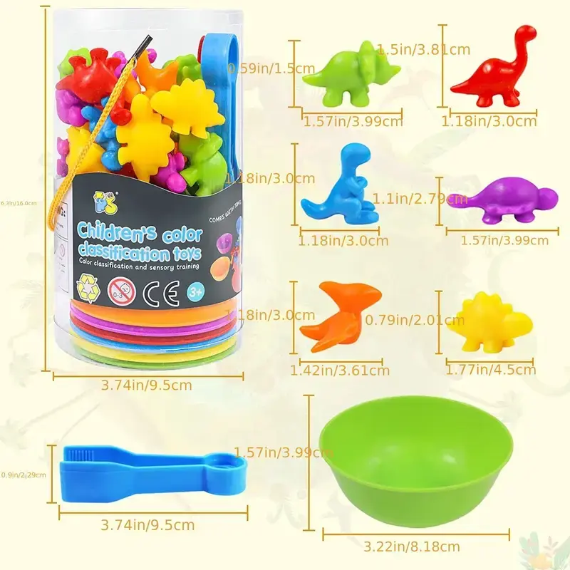 Montessori Animal Sorting Toy Animal Counting Color Sorting Dinosaur Animal Identification Skill Upgrading for Children Gift Toy