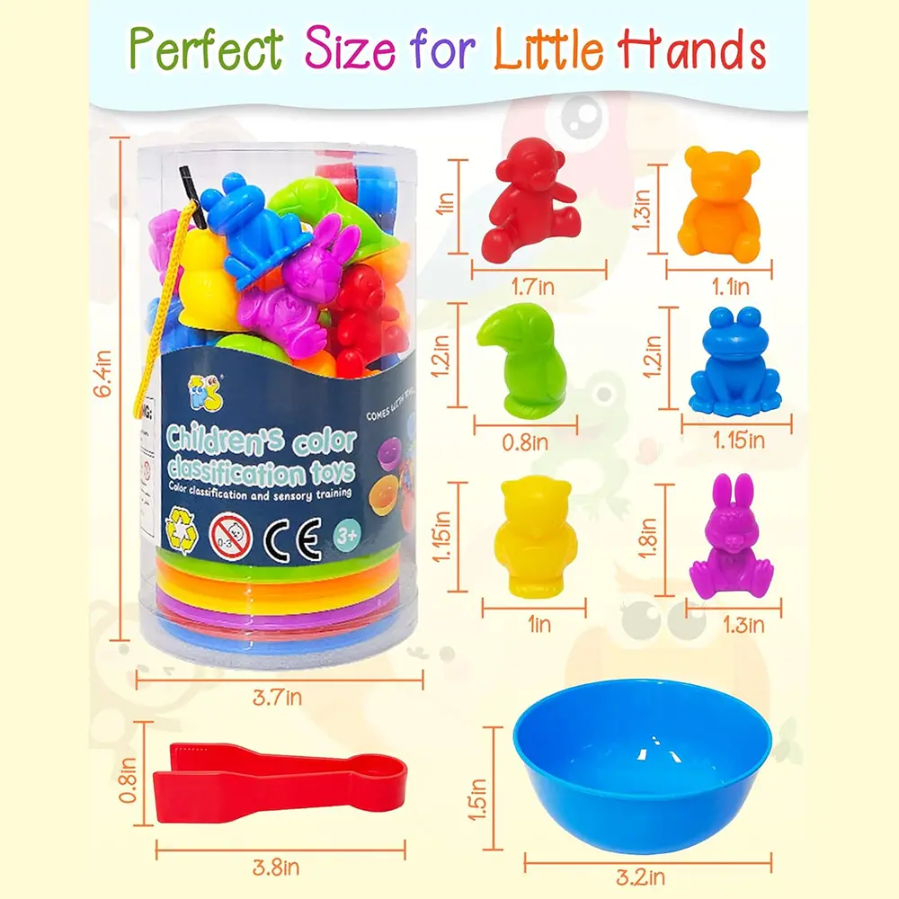 Montessori Animal Sorting Toy Animal Counting Color Sorting Dinosaur Animal Identification Skill Upgrading for Children Gift Toy