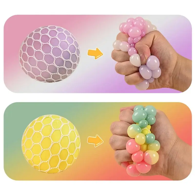 Rainbow Bead Stress Ball Squishy Balls Fidget for Adults Stress Relief Sensory Sticky Balls Squeeze Balls Party Favors & Gifts