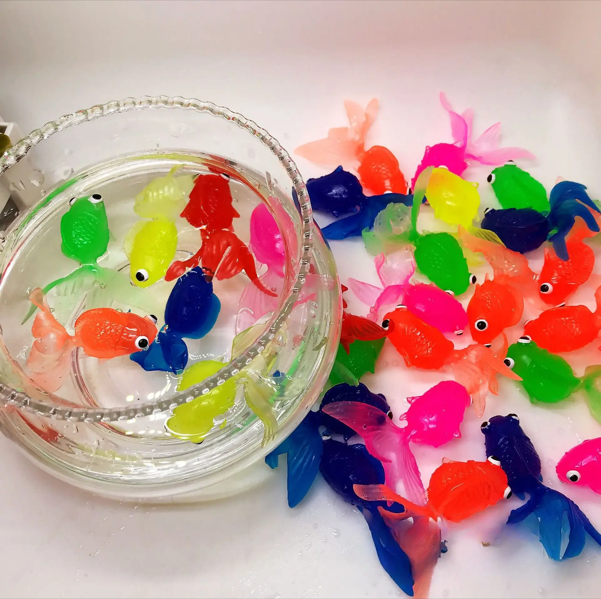 Children's Bathtub Swimming Floating Simulation Goldfish Model Soft Rubber Marine Life Water Puzzle Parent-Chil Toy Gift