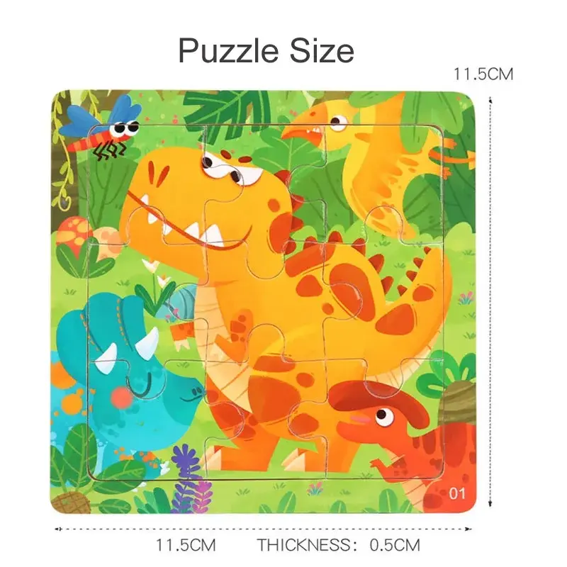 Montessori Wooden Children Cartoon Animal Pattern Puzzle Toy For Early Childhood Education 2-7 Years Old