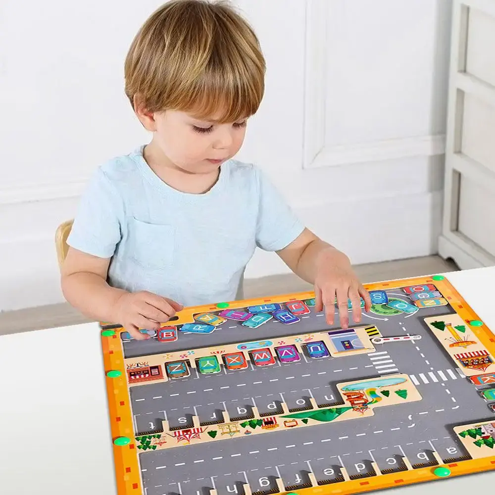 Montessori Magnetic Alphabet Maze Letter Puzzle  Gifts for Kids Parking Lot Puzzles for Children Preschool Girls Boys Kids
