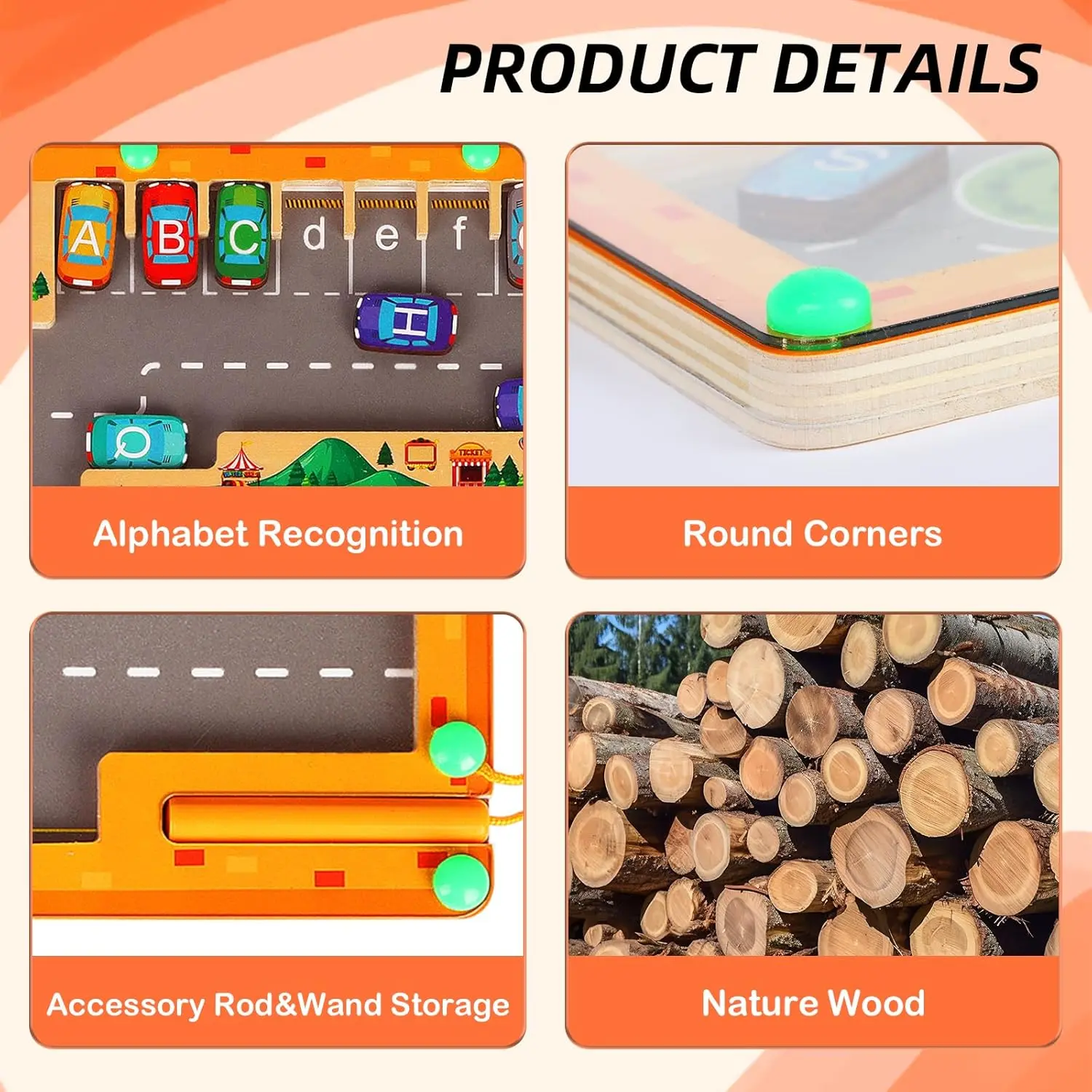 Montessori Magnetic Alphabet Maze Letter Puzzle  Gifts for Kids Parking Lot Puzzles for Children Preschool Girls Boys Kids