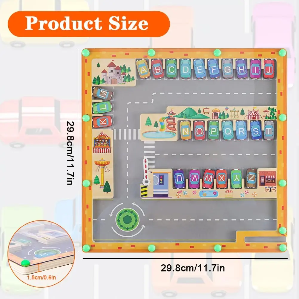 Montessori Magnetic Alphabet Maze Letter Puzzle  Gifts for Kids Parking Lot Puzzles for Children Preschool Girls Boys Kids