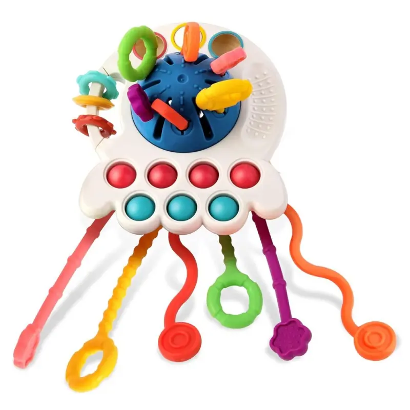 Baby Sensory Teething Toy Infant Montessori Chew Training Kids Pull String Activity Toy for Toddlers Push and Pull Toys