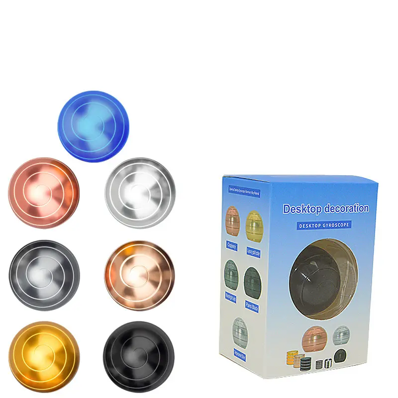 Adult Desktop Stress Relief Metal Toy Aluminum Alloy Decompression Hypnosis Rotary Gyro Fingertip Toy Kinetic Round Spinner Gift
