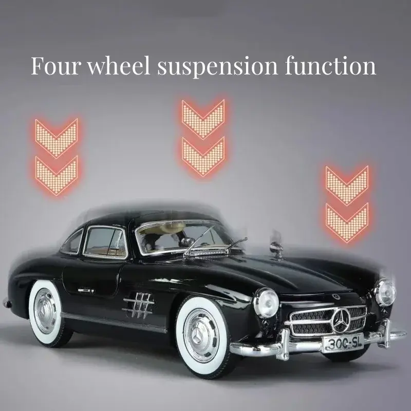 1:24 Mercedes Benz 300SL Alloy Classic Vintage car Model Car Model Diecast Metal Pull Back Sound Light Car For Children Gift