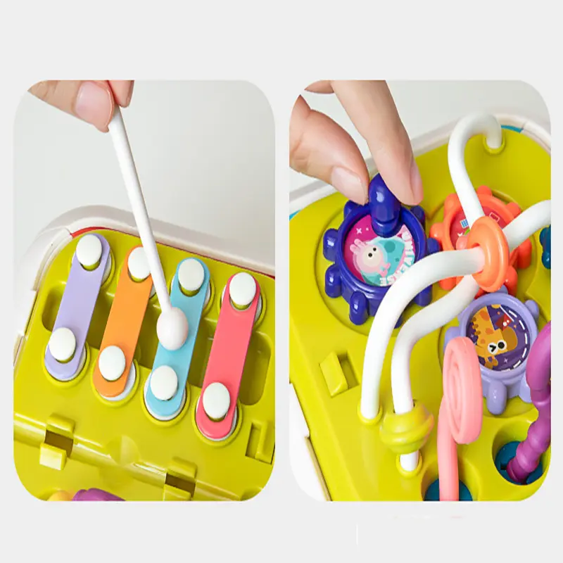 Baby Shape Sorting Toys Children Montessori Educational Toys Colorful Sensory Cube Toys With Elastic Bands For Fine Motor Skills