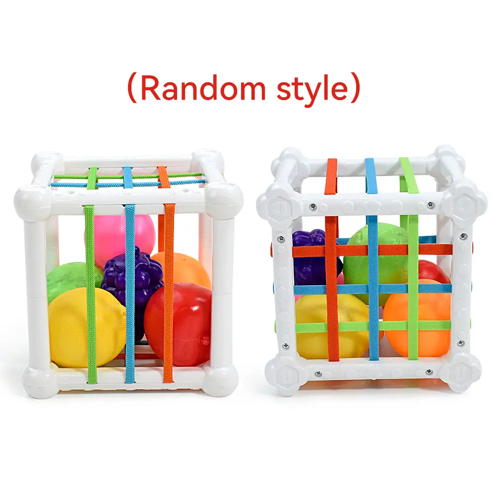 Baby Montessori Sensory Toys Shape Sorter Cube Baby Toys with Colorful Fruits Activity Learning Fine Motor Skill for 1 Year Old