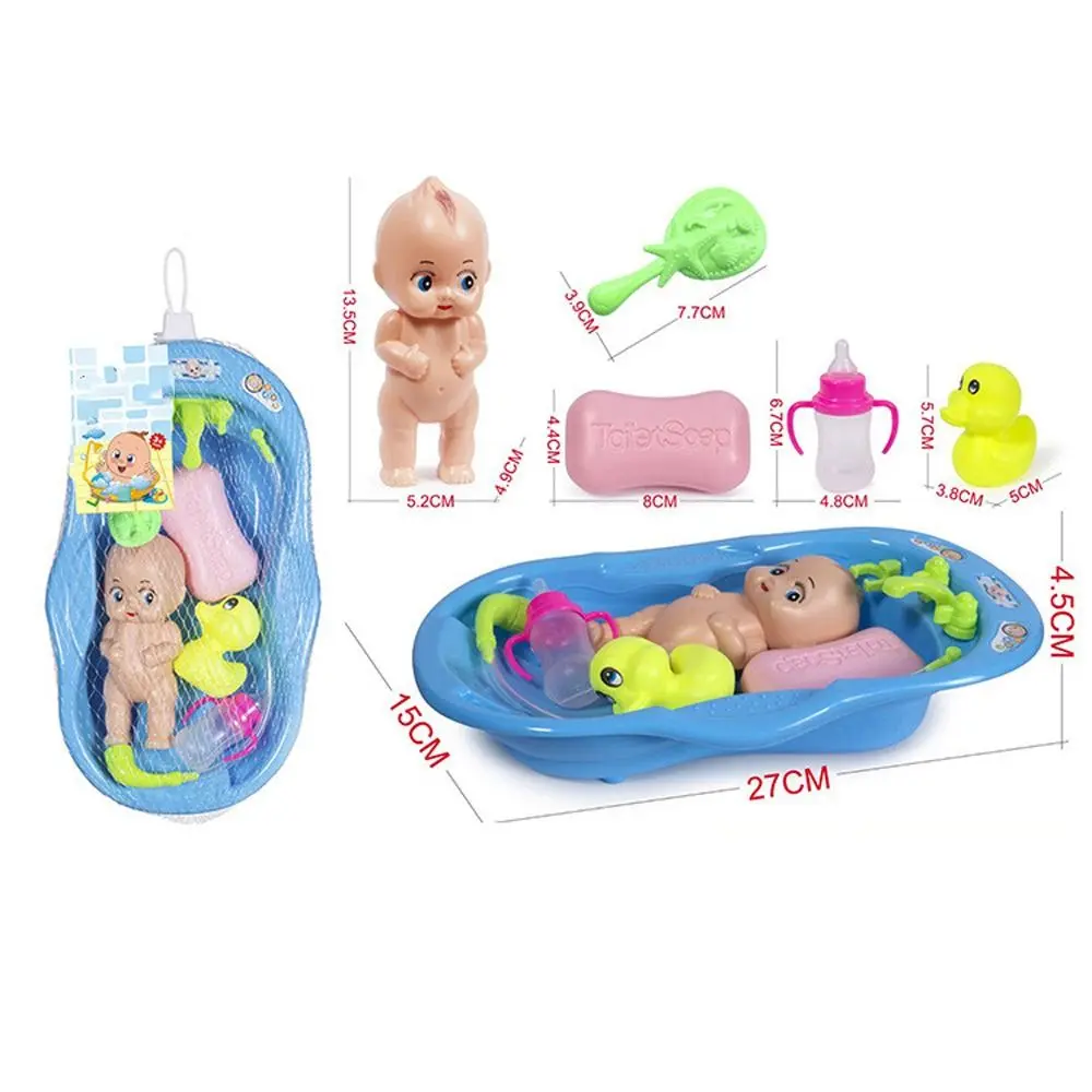 Realistic Baby Doll Bath Toys with Bathtub Little Newborn Doll Bath Set Water Floating Soap Duck Bottle Shower Toy Kids Toy