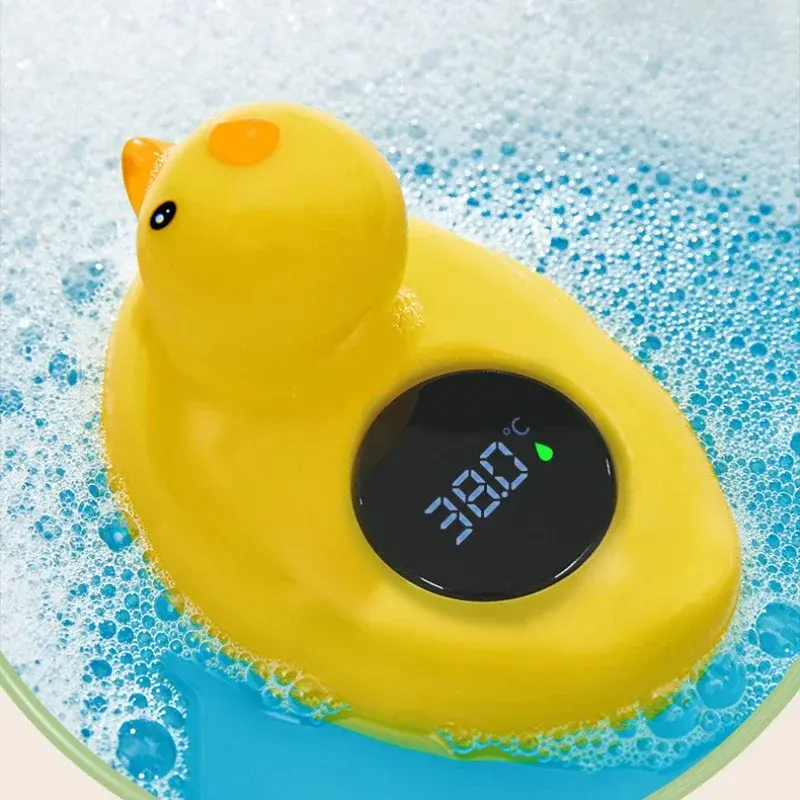 Baby Bath Thermometer - Floating Duck Shower Water Temp Sensor with Safe Temperature Alert Cute & Waterproof for Newborns