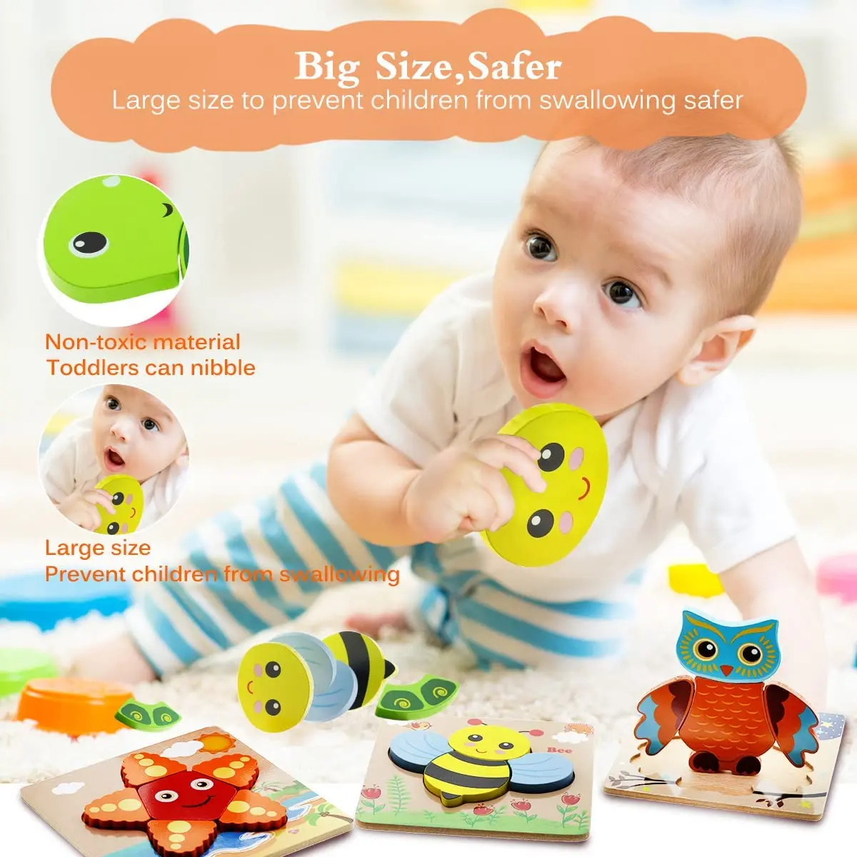 Montessorri Wooden Toy Puzzle Cartoon Animals Education Learning Color Cognition Intelligence Puzzle Game Baby Toy Kid Gift