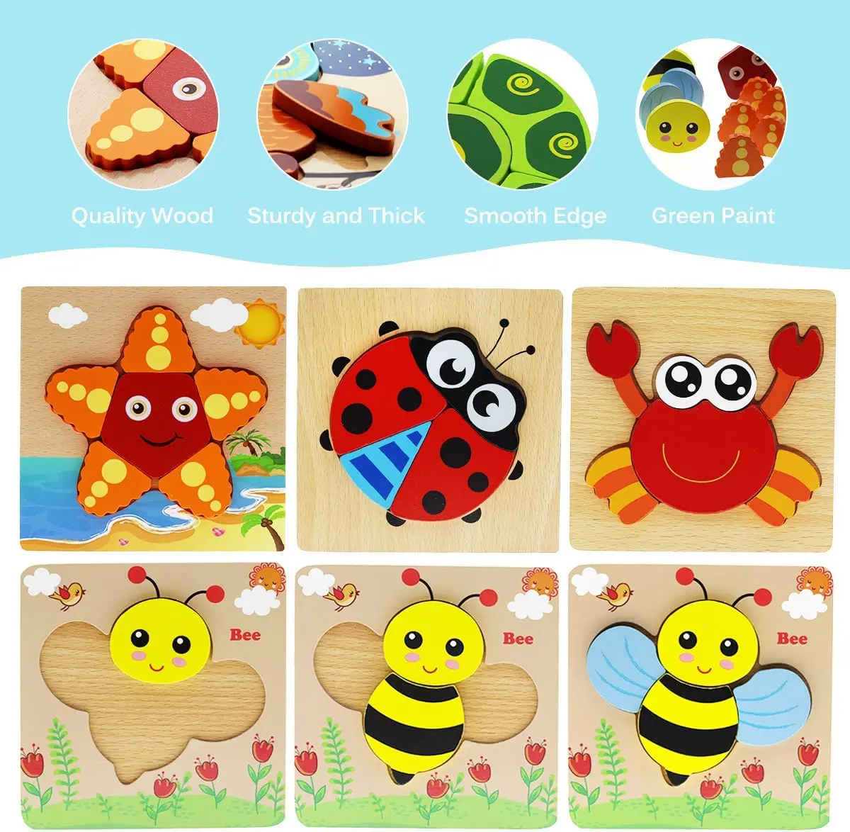 Montessorri Wooden Toy Puzzle Cartoon Animals Education Learning Color Cognition Intelligence Puzzle Game Baby Toy Kid Gift