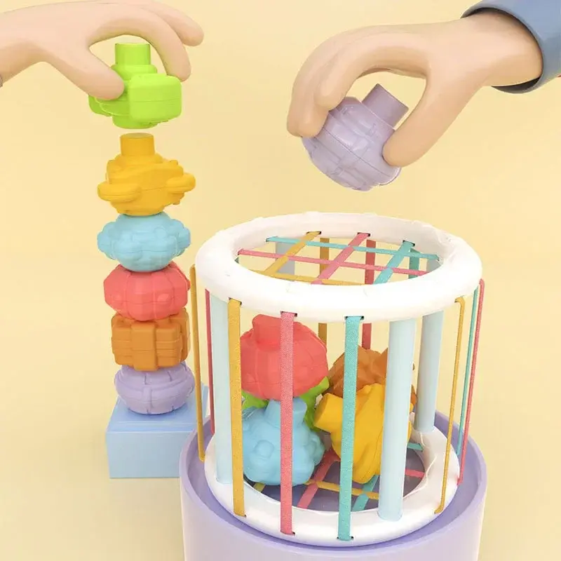 Montessori Baby Toys Stack Pull Blocks Games 0-12 Months Color Shade Sensory Development Learning Educational Toys Babies Infant