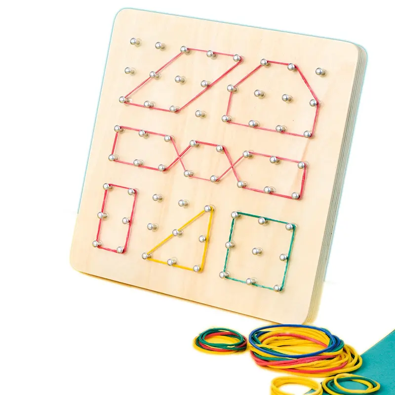 Wooden Geometry Puzzle Nail Board Graphics Geometric Creative Math Montessori Toy for for Children's Early Education