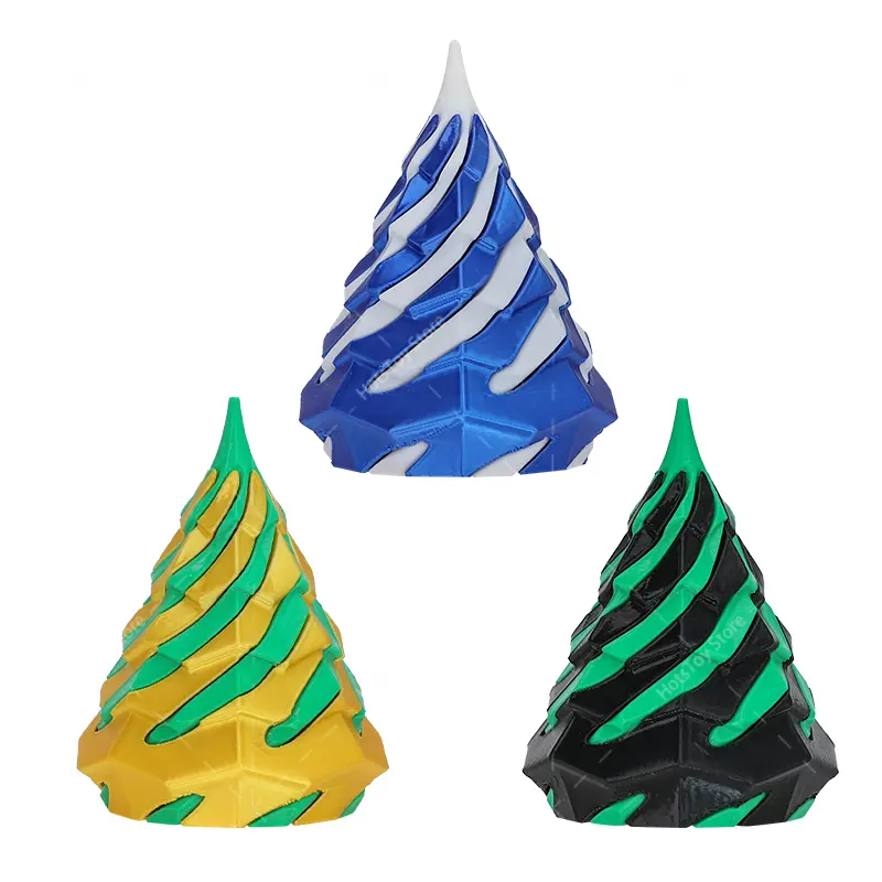 New 3D Printed Spiral Cone Toy Impossible Pyramid Gourd Santa Hat Passthrough Sculpture Mini Vortex Thread Illusion Fidget Toy