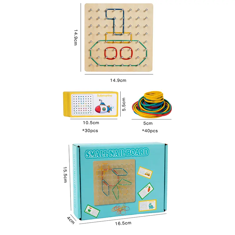 Wooden Geometry Puzzle Nail Board Graphics Geometric Creative Math Montessori Toy for for Children's Early Education