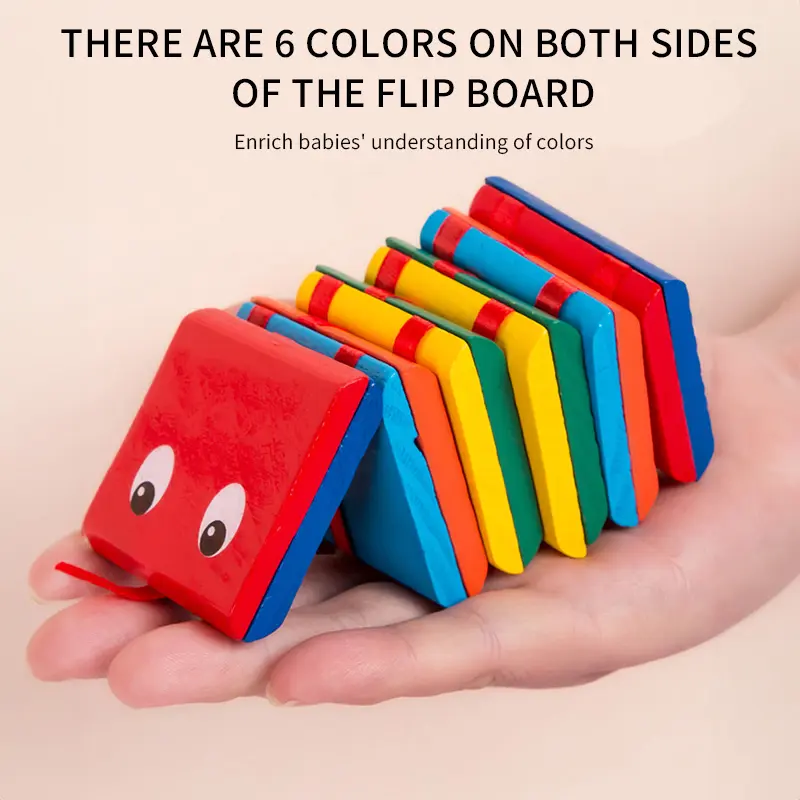 Children's Wooden Educational Color Cognitive Toy Flipping Visual Error Toy Magic Show Flipping Building Blocks