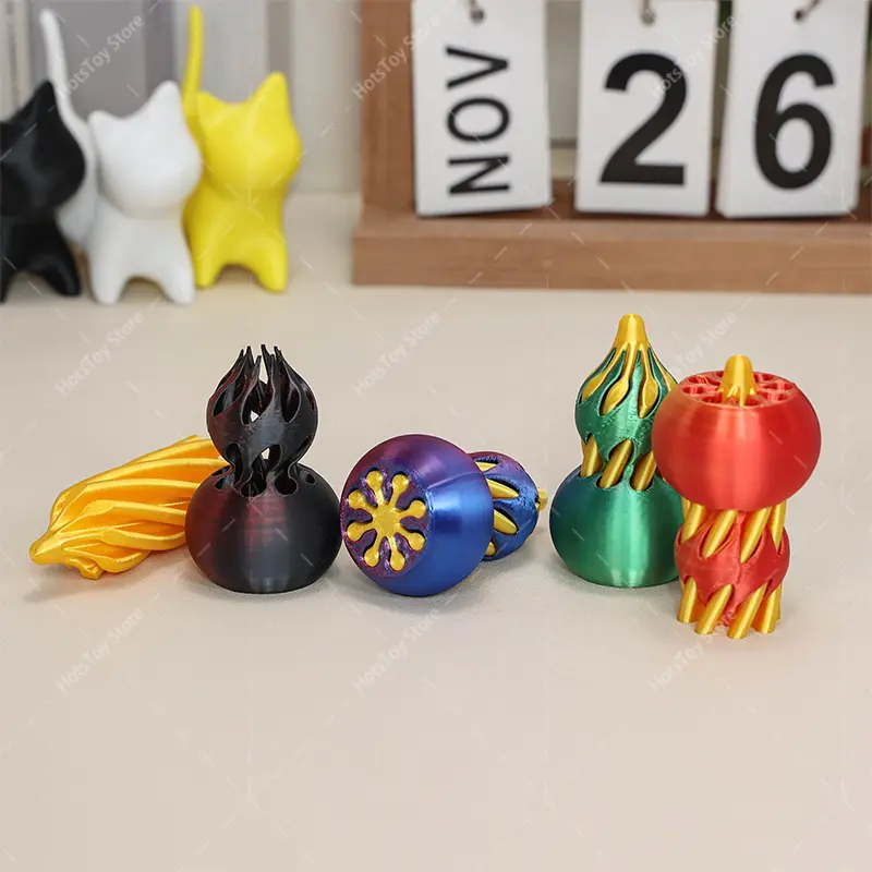 New 3D Printed Spiral Cone Toy Impossible Pyramid Gourd Santa Hat Passthrough Sculpture Mini Vortex Thread Illusion Fidget Toy